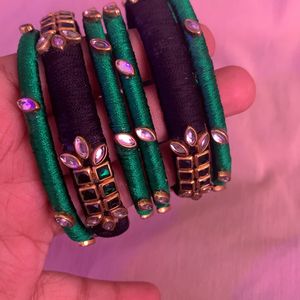 2 Pairs ( 6 Silk Thread Bangles)