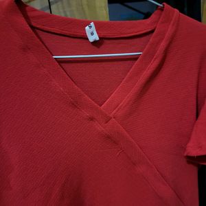 Red Top With Frill Sleeves