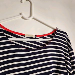 Blue And White Striped Full sleeves Top