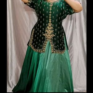 Bottle Green Zardozi Ombre Lehnga