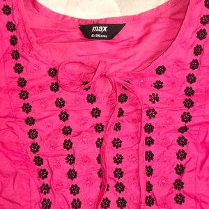 Max Pink Embroidery Cotton Top