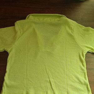 Collar Crop Tee- Lime