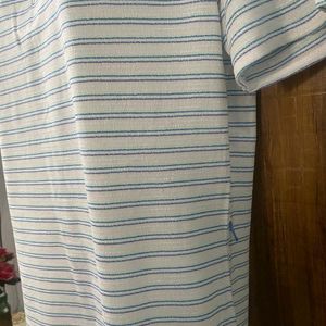 White Tunic Top With Blue Stripes