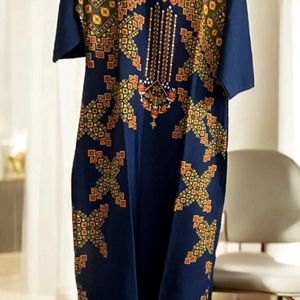 Pakistani Style Navy Print Long Kurta New