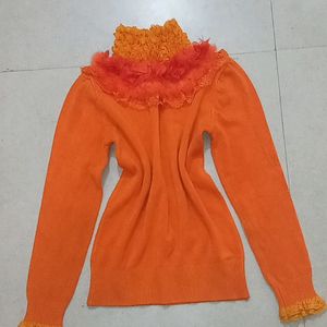 Korean High Neck Woolen Top