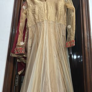 PLong Gown With Combination Red Lower And Dupatta