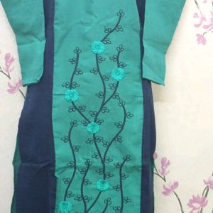 Kurti khadi 1 piece embroidery two shade designNav