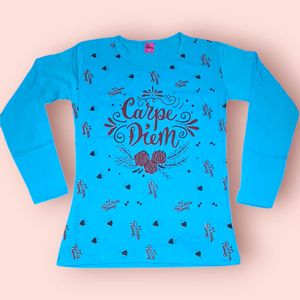 💃Girl's Full Sleeve T-shirt 30 Inch Light Blue