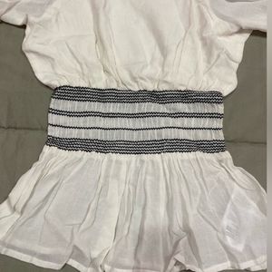 Vero Moda Women White & BlackStriped Cinched Waist