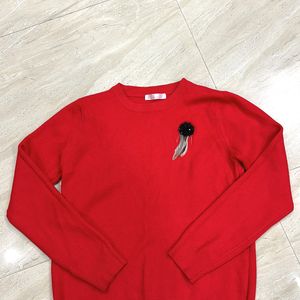 Red Woollen Sweater For Women