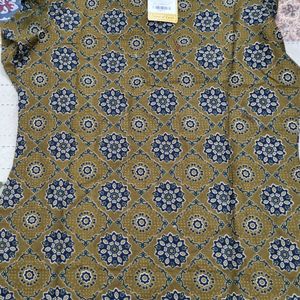 Mehendi And Blue Short Kurti