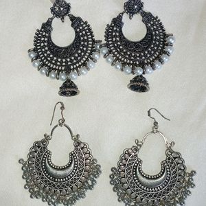 Combo Of Silver Jhumkas.