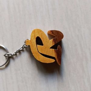 Wooden Keychain "R" Letter