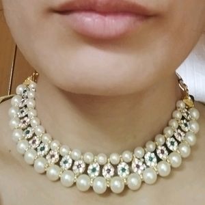 Choker With Earrings.     Jewelry, Necklace, Kundanjewelry, Jewellery, Chain, Choker, Earrings, Bridaljewellery, Women's, Forever21, Beauty, Shein, Biba, Jaipurjewelry, Rings, Western, Choker