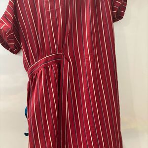 Maroon Striped Dress