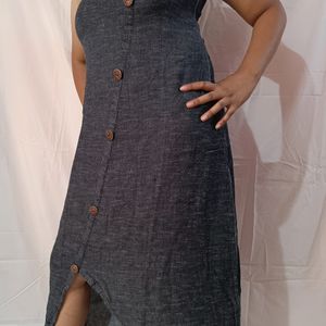 Women's Sleeveless Midi Slit Dress.