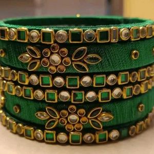 6 Bangles.. Kundan Silk Thread ...New