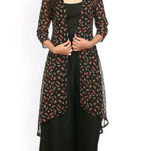 Black Printed Semi-Sheer Shrug