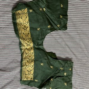 Olive Green Saree With Stiched Blouse