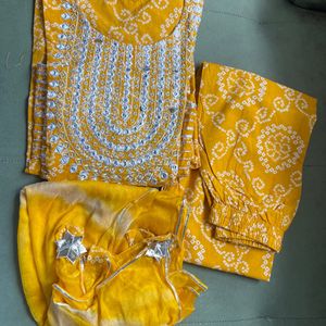 Mustard Yellow Bandhani Print Kurta