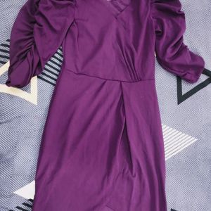 Purple Layered Scuba Dress, Wrap Dress, Party Wear