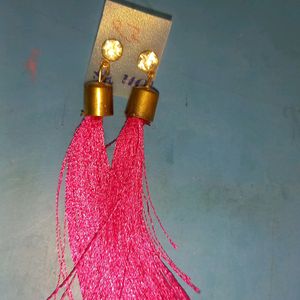 Pink Thread Earring