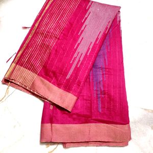 🛑🔥Hot Pink  Handloom Saree ✅🔥⭐