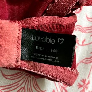 Lovable Red Padded Bra 34B