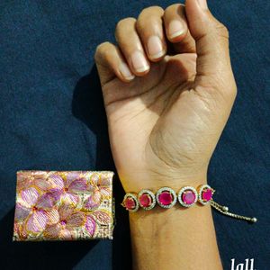 Pink Stone Bracelet+Box