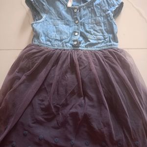 Faded Type Denim Branded Frock