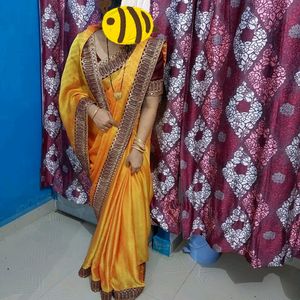 Beautiful😍 Border Yellow Saree