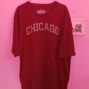 DILLINGER Women's Maroon Oversized Tshirt