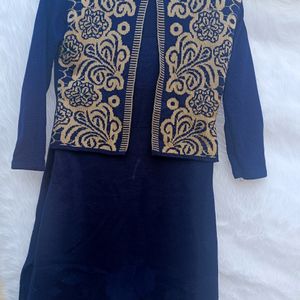 Navy blue woolen kurta