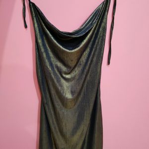 Golden Backless Dress With Tag