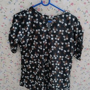 Synthetic Black Floral Top