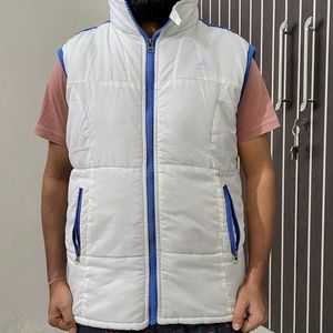 Adidas Men Half Sleeve White Jacket