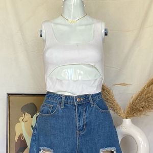 Zara White Cut Out Crop Top