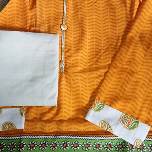 A Side Line Design Orange Kurta