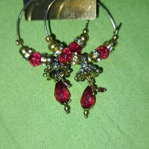 Shiny Dangling Pair Of Earrings (Pink)