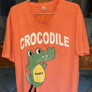 Orange Tshirt With Crocodile Print