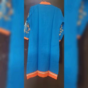 Blue Floral Design Kurta With Orange Pant