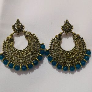 Golden and  Blue Earings