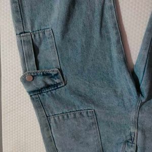 Straight Cargo Jeans For Women In Blue