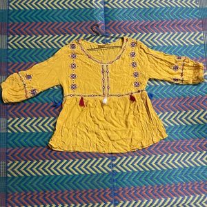 Mustard Embroidered Top