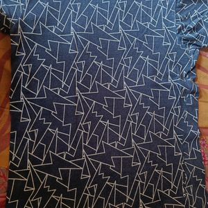 Navy Blue Printed Tshirt For Sell