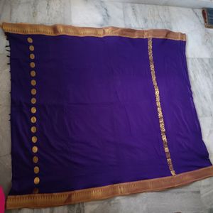 Blue Colour Cotton Traditional Saree.