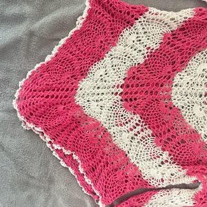 PINK&WHITE CROCHET SWEATER Y2K TRENDY