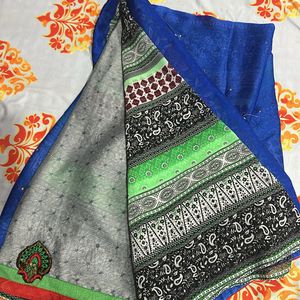 Pretty Printed Saree With Blue Pallu