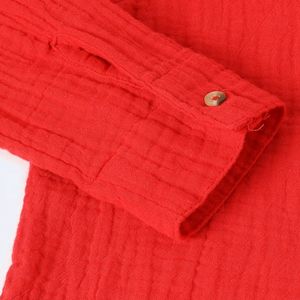 Red Crinkled Cotton Shirt For Kids Boys