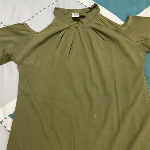 Olive Green Cold Shoulder Top